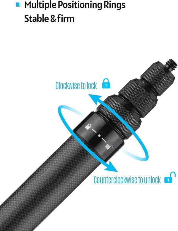 1.5m Carbon Fiber Selfie Stick Extended Monopod Pole For Insta360 X5 X4 GoPro HERO13 HERO12