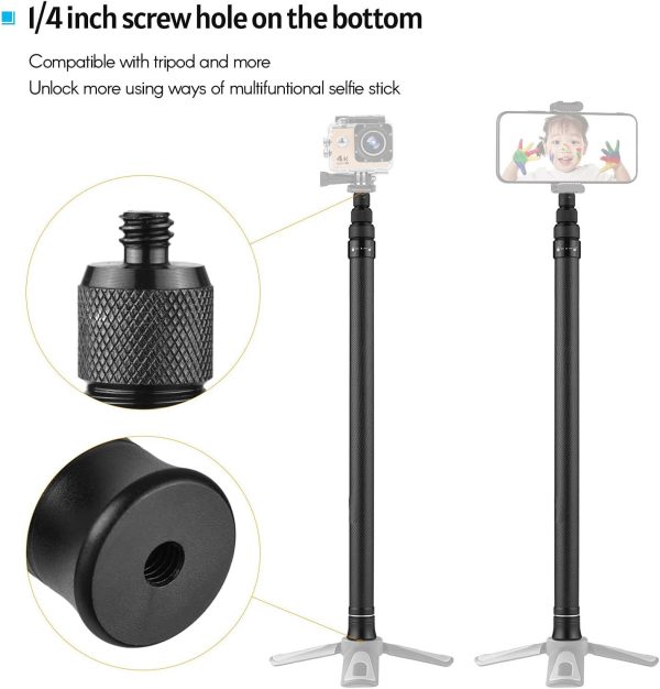 1.5m Carbon Fiber Selfie Stick Extended Monopod Pole For Insta360 X5 X4 GoPro HERO13 HERO12