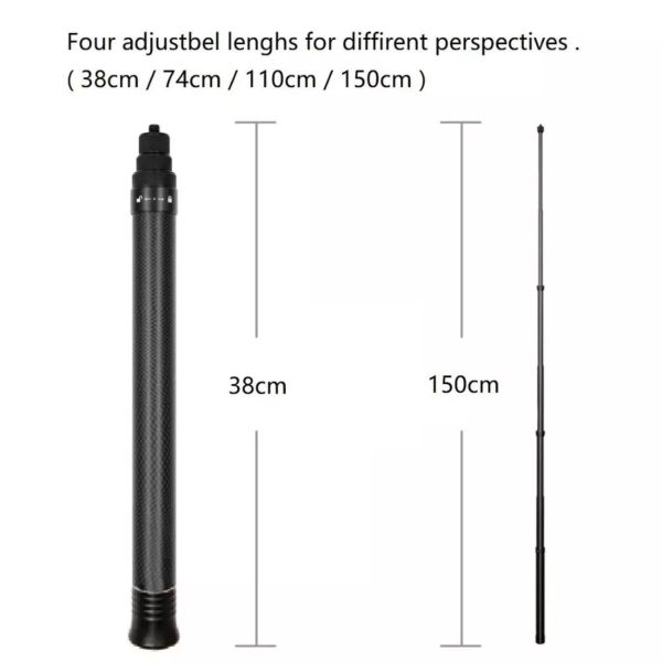 1.5m Carbon Fiber Selfie Stick Extended Monopod Pole For Insta360 X5 X4 GoPro HERO13 HERO12