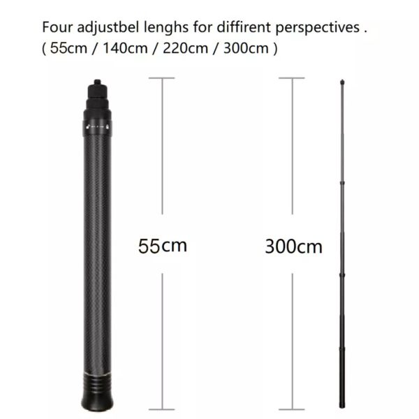 1.5m Carbon Fiber Selfie Stick Extended Monopod Pole For Insta360 X5 X4 GoPro HERO13 HERO12